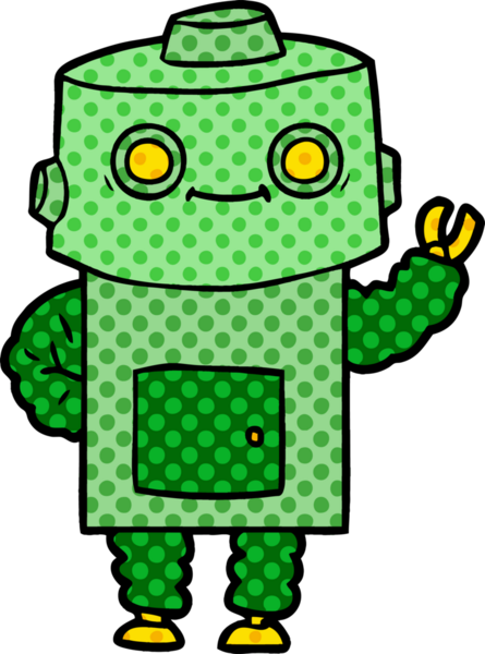 Bir insan tarafından çizilmiş çizgi film robotu