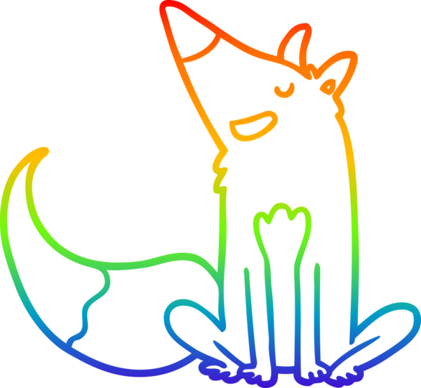 gökkuşağı gradyanı çizimi bir insan tarafından çizilmiş tilki çizgi filmi