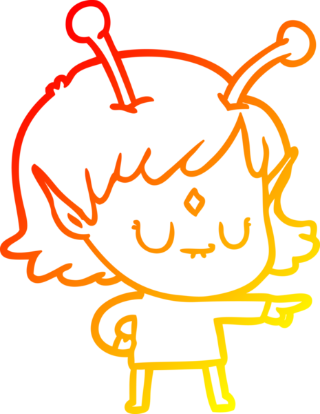 Bir insan tarafından çizilmiş bir uzaylı kız çizgi çizimi.