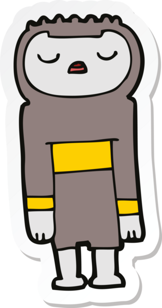 Bir insan tarafından çizilmiş robot karikatür çıkartması.