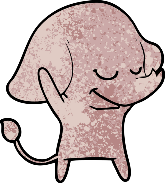 Bir insan tarafından çizilmiş gülümseyen bir fil.