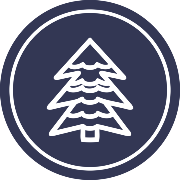 Bir insan tarafından çizilmiş karlı ağaç dairesel simgesi