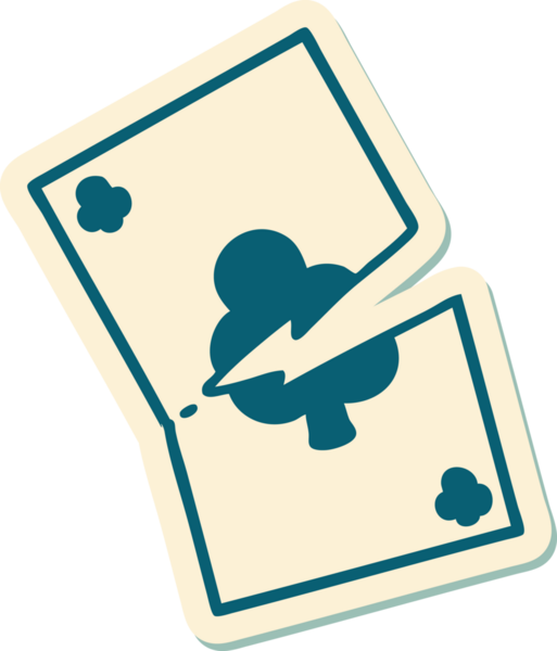 Bir insan tarafından çizilmiş yırtık bir kartın geleneksel stiliyle dövme çıkartması