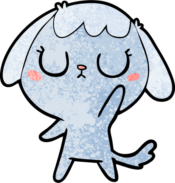 Bir insan tarafından çizilmiş şirin bir çizgi film köpeği.