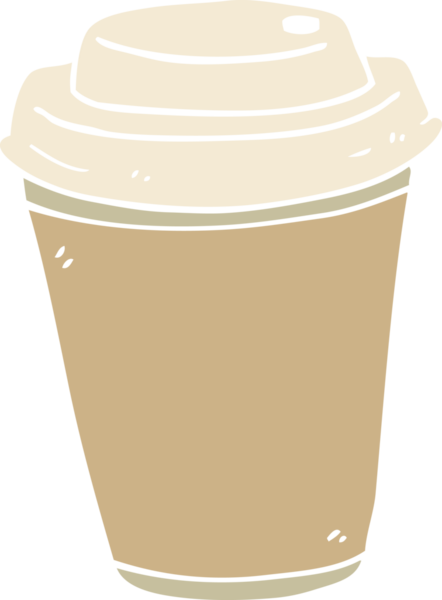 Bir insan tarafından çizilmiş düz renkli çizgi film kahve fincanı.