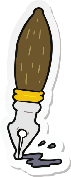 Bir insan tarafından çizilmiş bir karikatür kalemi etiketi.