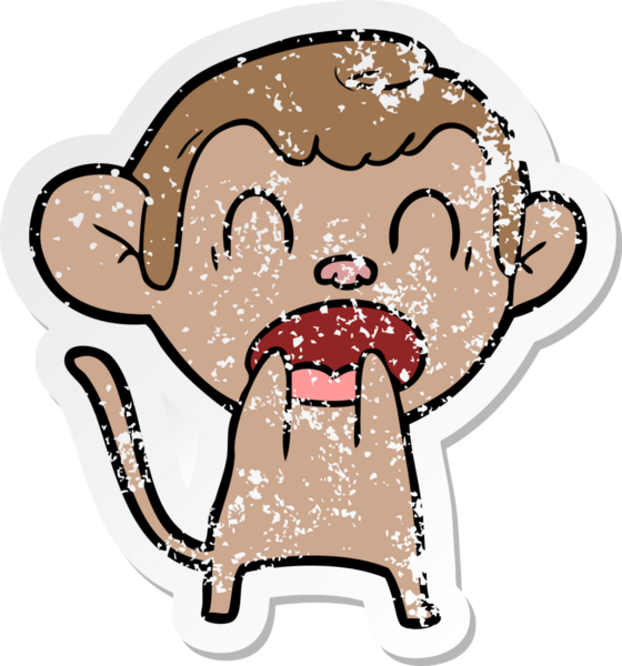 Bir insan tarafından çizilmiş bağıran çizgi film maymunu çıkartması.