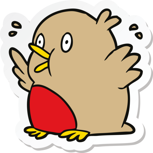 Bir çizgi filmin çıkartması bir insan tarafından çizilmiş Robin 'i heyecanlandırıyor.