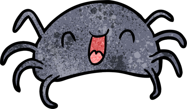 Bir insan tarafından çizilmiş cadılar bayramı örümceği çizgi filmi.