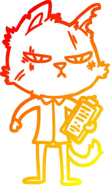 pano ile sert bir karikatür kedi sıcak degrade çizgi çizim