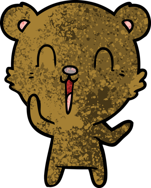 Bir insan tarafından çizilmiş mutlu çizgi film ayısı.