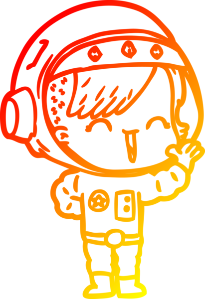 Bir insan tarafından çizilen mutlu astronot bir kızın sıcak çizgi çizimi.