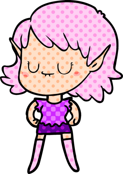 Bir insan tarafından çizilmiş mutlu elf kızı.