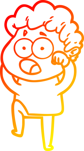 Bir insan tarafından şaşırtılarak çizilen çizgi film karakterinin sıcak çizgi çizimi.