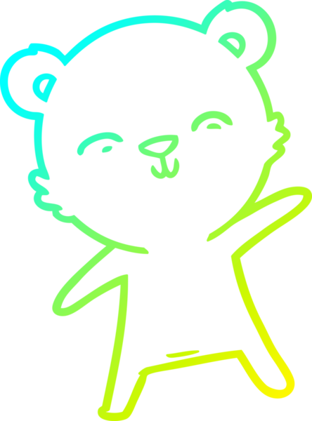 Mutlu bir kutup ayısının insan tarafından çizilmiş soğuk çizgi çizimi.