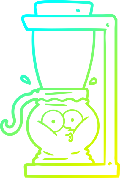 Bir insan tarafından çizilmiş bir çizgi film filtresi kahve makinesinin soğuk gradyan çizimi