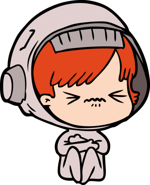 Bir insan tarafından çizilmiş kızgın uzay kızı.