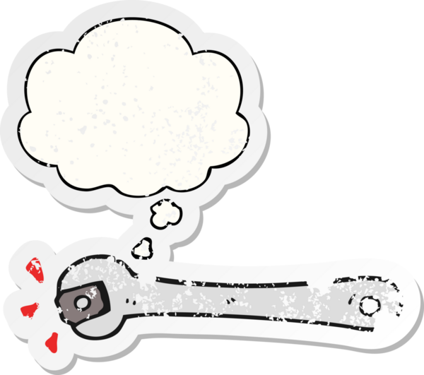 Karikatür anahtarı, insan tarafından çizilmiş yıpranmış bir çıkartma gibi düşünce baloncuğuyla deliye dönüyor.