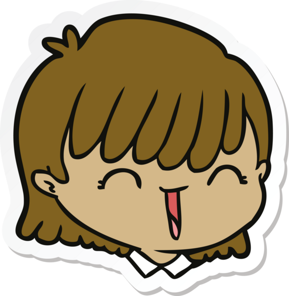 Bir insan tarafından çizilmiş karikatür kadın yüzü çıkartması.