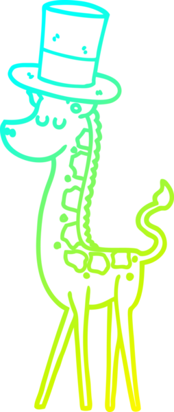 Bir insan tarafından çizilmiş silindir şapkalı bir zürafa çizimi.