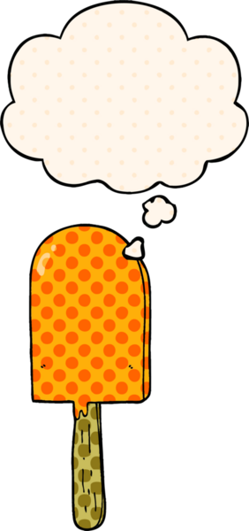 Çizgi roman tarzında bir insan tarafından çizilmiş düşünce balonlu çizgi film lolipopu.