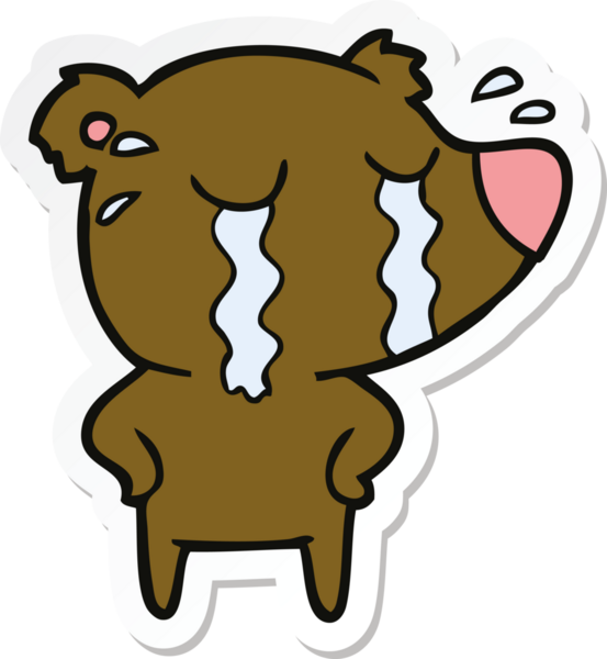 Bir insan tarafından çizilmiş ağlayan kutup ayısının çıkartması.