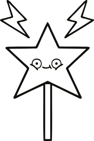 Bir insan tarafından çizilmiş sihirli bir değnek çizimi.