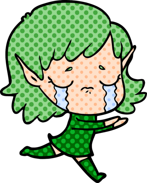 Bir insan tarafından çizilmiş ağlayan elf kızı.