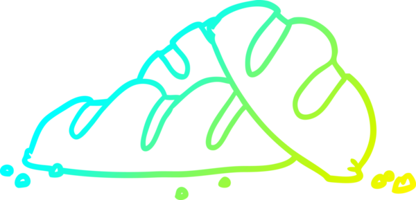 Bir insan tarafından çizilmiş taze pişmiş ekmek somunlarının soğuk gradyan çizgileri.