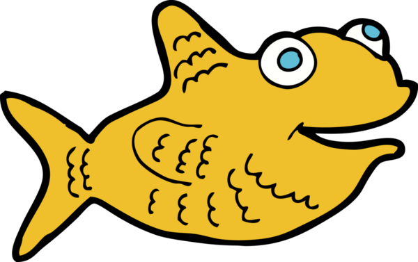 Bir insan tarafından çizilmiş mutlu balık çizgi filmi.