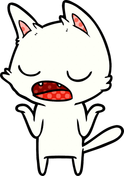 Konuşan kedi omuz silkiyor Bir insan tarafından çizilmiş