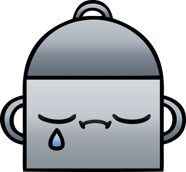 Bir insan tarafından çizilmiş tencerenin gölgeli karikatürü.