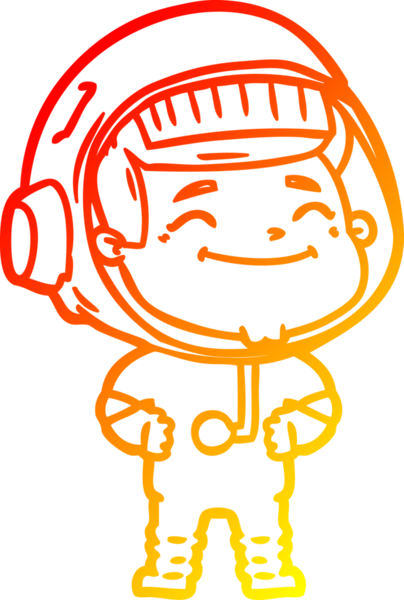 Bir insan tarafından çizilmiş mutlu bir astronotun sıcak çizgi çizimi