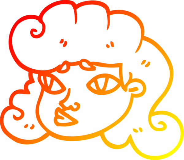 Bir insan tarafından çizilmiş bir çizgi kadın yüzünün sıcak çizgi çizimi