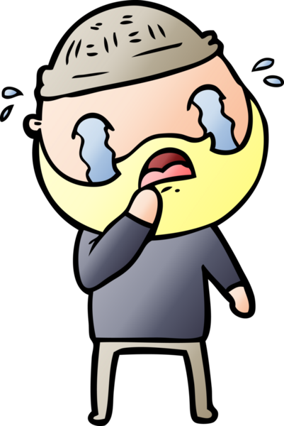 Çizgi film sakallı adam bir insan tarafından çizilmiş ağlıyor.