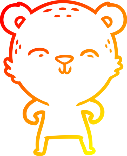 Bir insan tarafından çizilmiş mutlu çizgi film ayısının sıcak çizgi çizimi