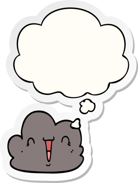 çizgi film mutlu bulut düşünce baloncuğu bir insan tarafından çizilmiş çıkartma