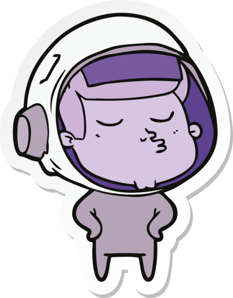 Bir insan tarafından çizilmiş kendine güvenen bir astronotun çıkartması.