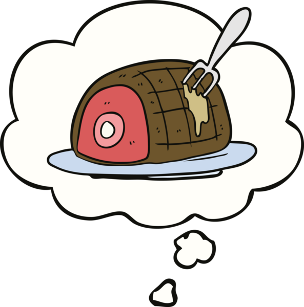Bir insan tarafından çizilmiş düşünce baloncuğuyla pişirilmiş biftek.