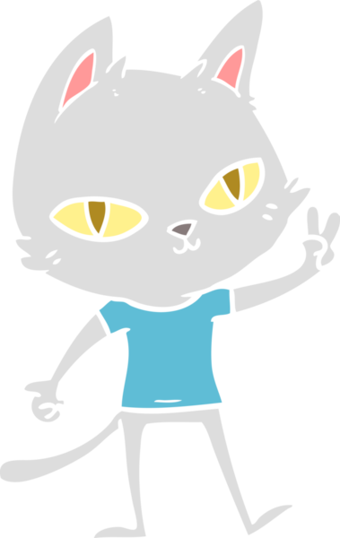 Bir insan tarafından çizilmiş düz renkli çizgi film kedisi.
