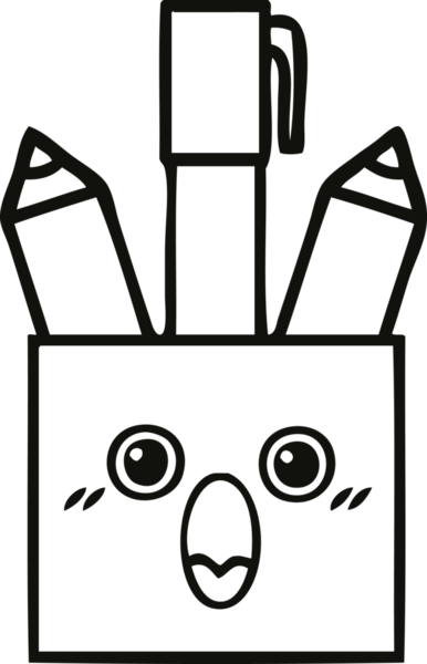 Bir insan tarafından çizilmiş kalem kabının çizgi çizimi