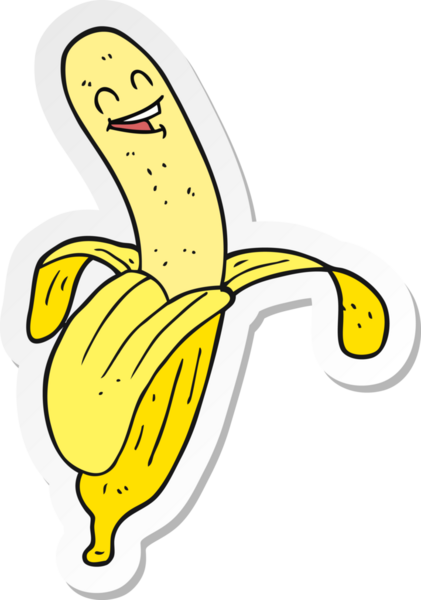 Bir insan tarafından çizilmiş bir muzun çıkartması.