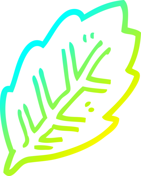 Bir insan tarafından çizilmiş bir ağaç yaprağının soğuk gradyan çizgisi