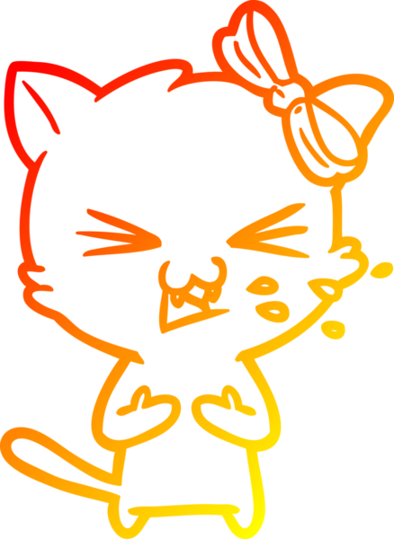 Bir insan tarafından çizilmiş çizgi film kedisinin sıcak çizgi çizimi