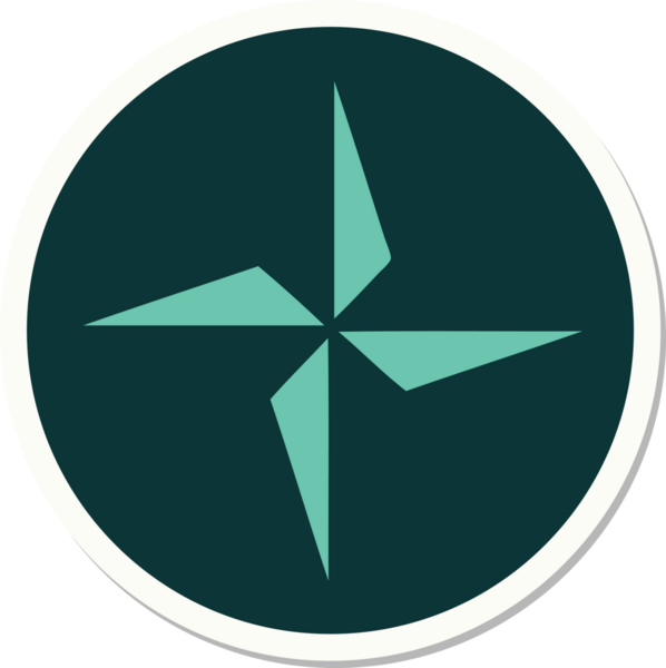 Bir insan tarafından çizilmiş geleneksel bir yıldız sembolü dövmesi çıkartması.