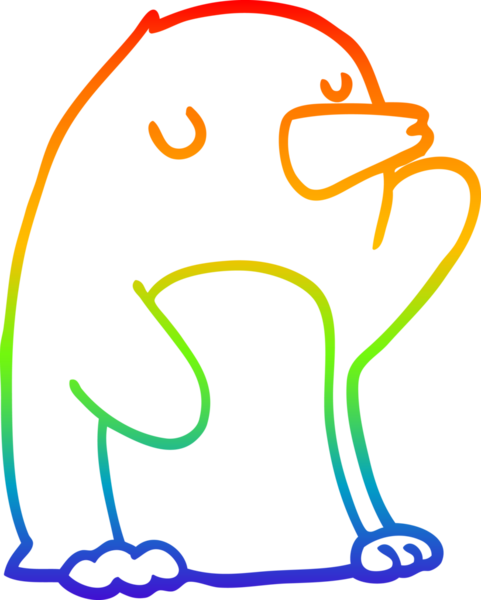 gökkuşağı gradyan çizimi bir insan tarafından çizilmiş bir penguen çizgi