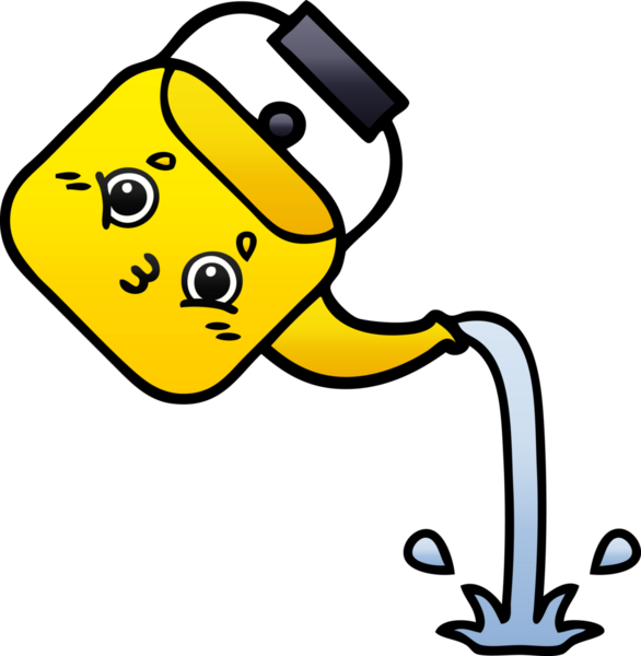 Bir insan tarafından çizilmiş gölgelenmiş çaydanlık karikatürü.