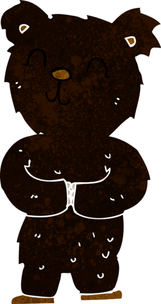 Bir insan tarafından çizilmiş mutlu küçük siyah ayı.