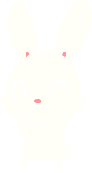 Bir insan tarafından çizilmiş düz renk çizgi film tavşanı.