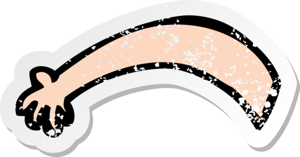 Bir insan tarafından çizilmiş bir karikatür kolunun gerilmiş çıkartması.